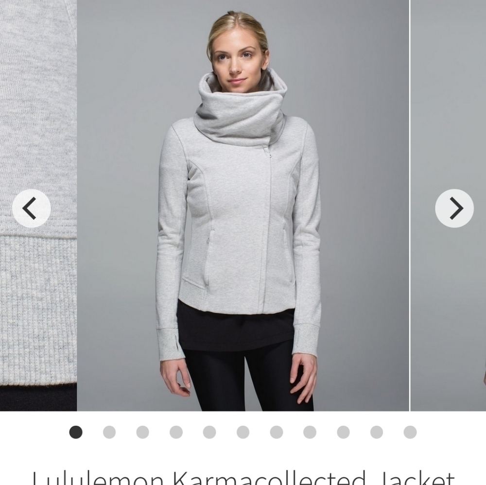 Lululemon Karmacollected Jacket Heathered Light Grey 6 Cotton Fleece - Picture 3 of 12